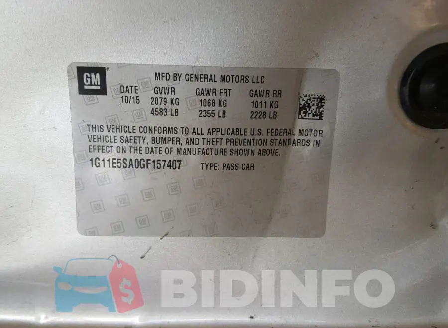 1G11E5SA0GF157407 Photo# 10