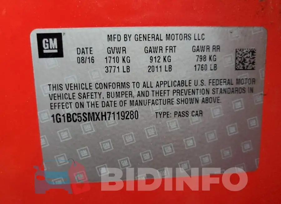 1G1BC5SMXH7119280 Photo# 12