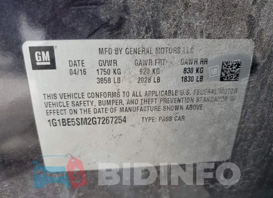1G1BE5SM2G7267254 Photo# 12