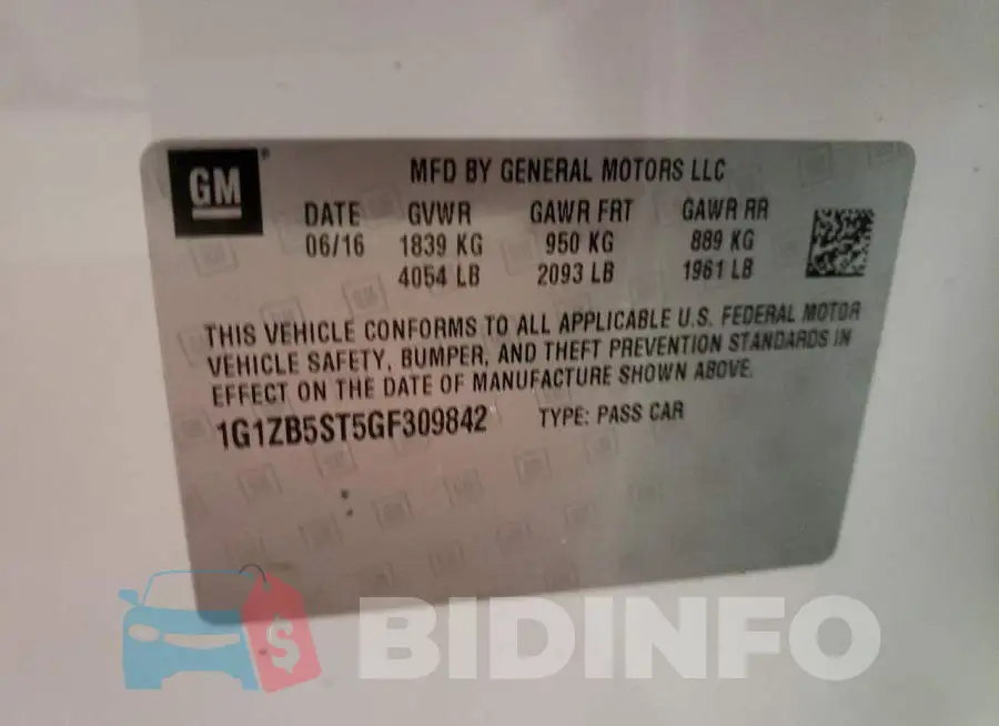 1G1ZB5ST5GF309842 Photo# 13