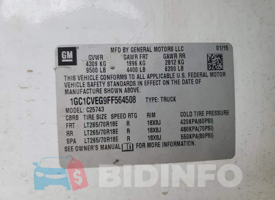 1GC1CVEG9FF564508 Photo# 12
