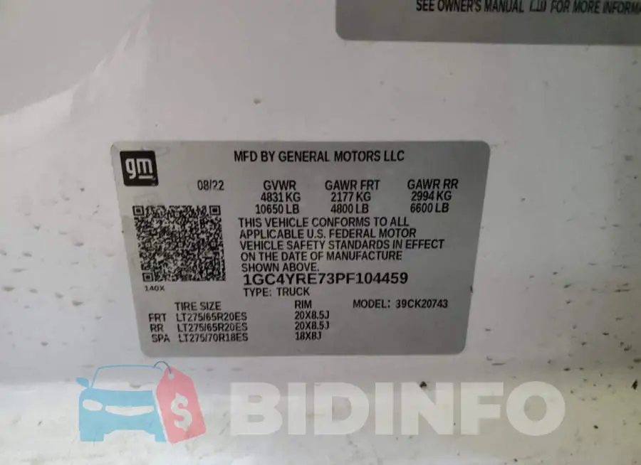 1GC4YRE73PF104459 Photo# 12