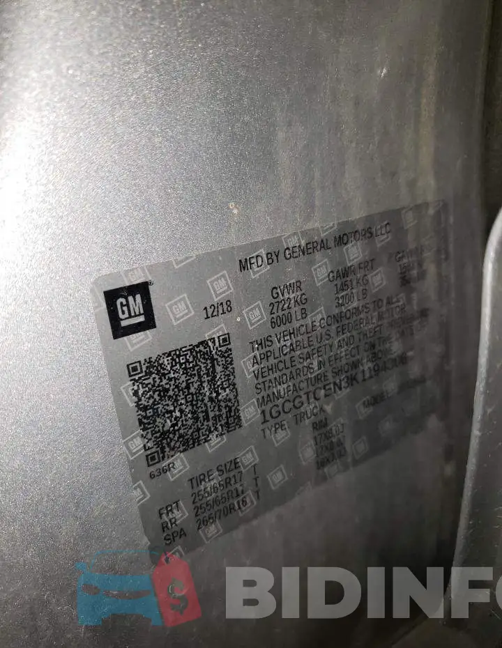 1GCGTCEN3K1194306 Photo# 13