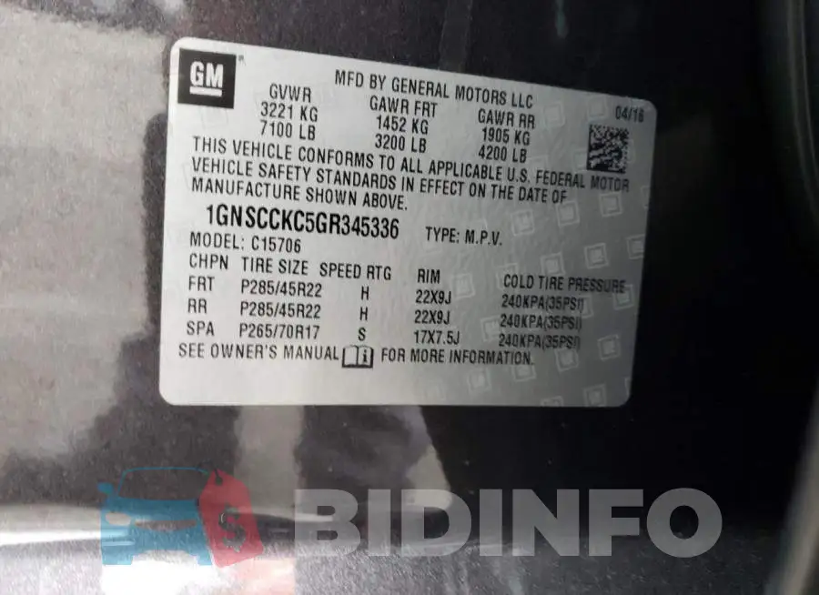 1GNSCCKC5GR345336 Photo# 13