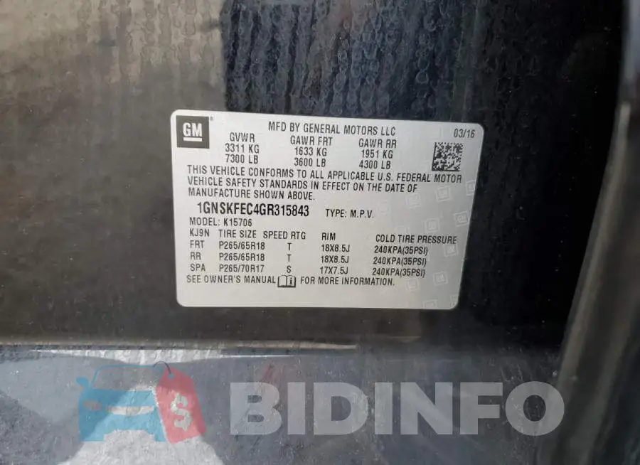 1GNSKFEC4GR315843 Photo# 10