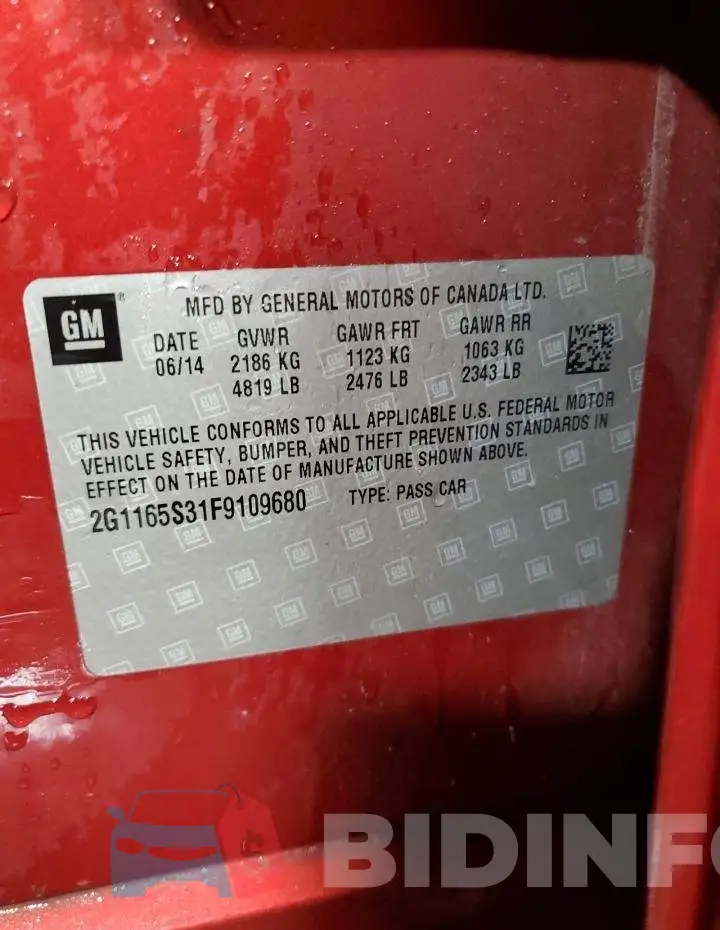 2G1165S31F9109680 Photo# 12
