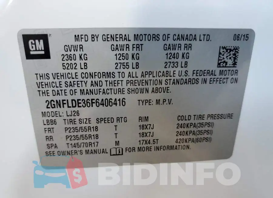 2GNFLDE36F6406416 Photo# 10