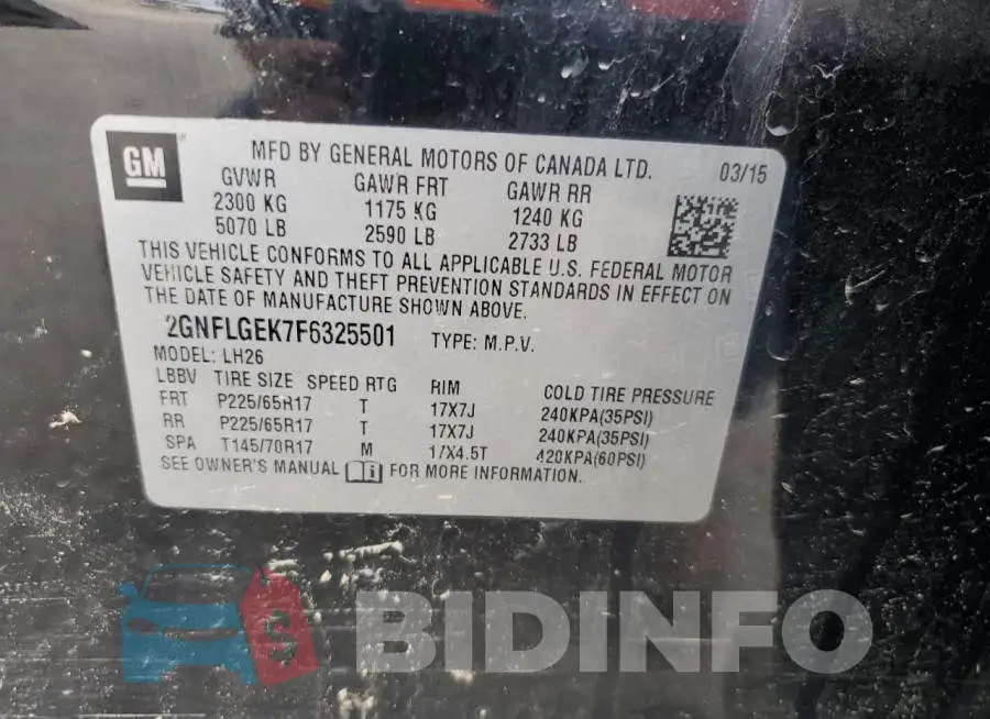2GNFLGEK7F6325501 Photo# 12