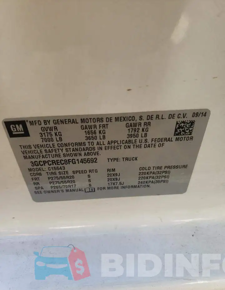 3GCPCREC8FG145692 Photo# 10
