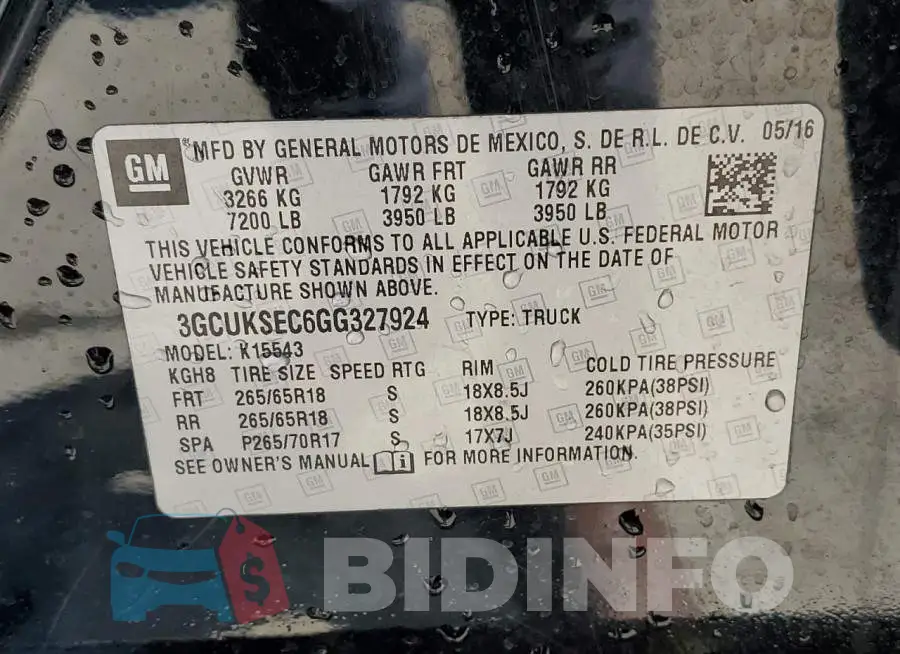 3GCUKSEC6GG327924 Photo# 10
