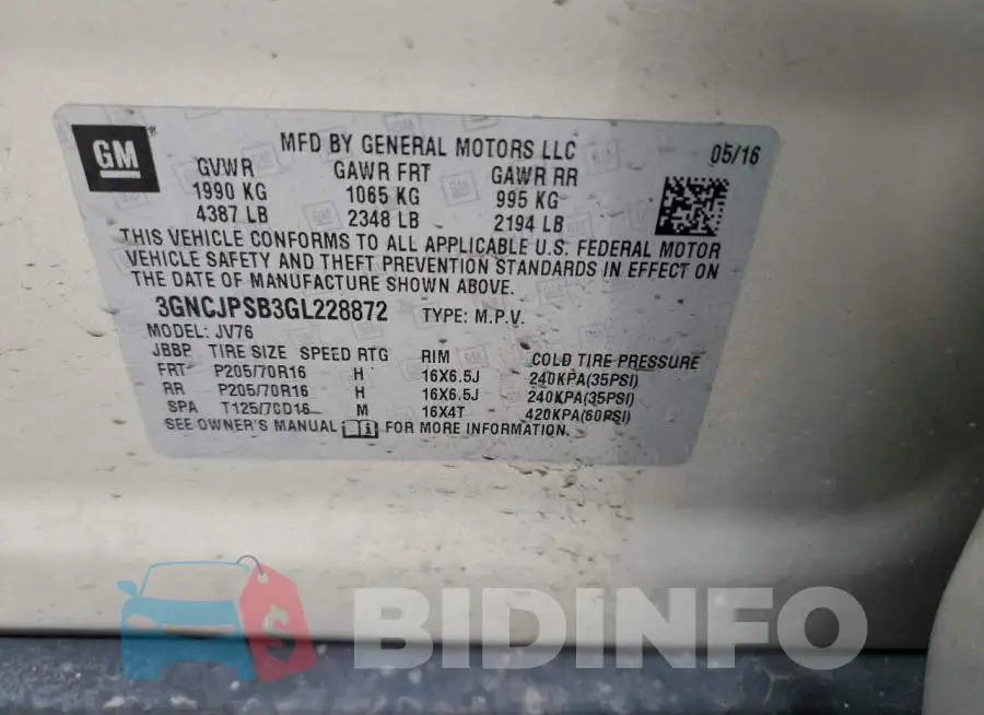 3GNCJPSB3GL228872 Photo# 12