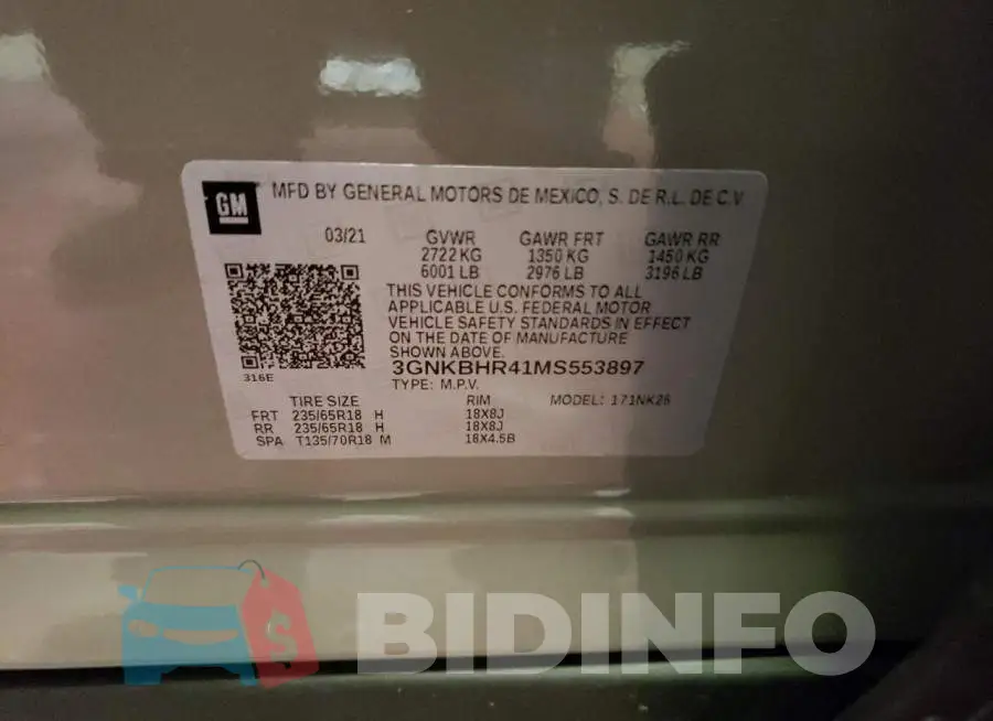 3GNKBHR41MS553897 Photo# 13