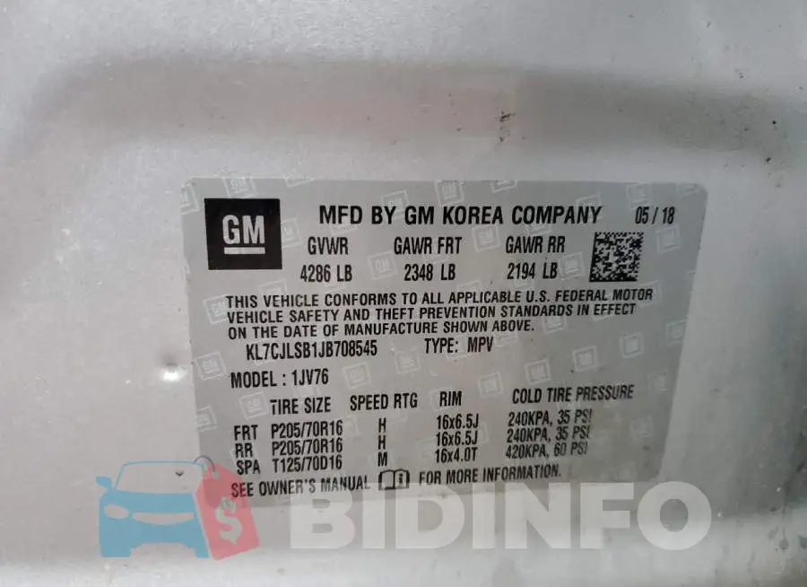 KL7CJLSB1JB708545 Photo# 12