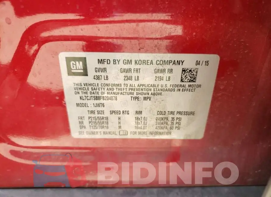 KL7CJTSB8FB204078 Photo# 10