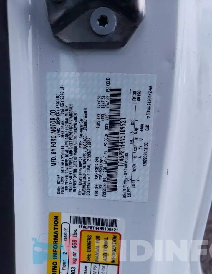 1FA6P8TH4N5109521 Photo# 13