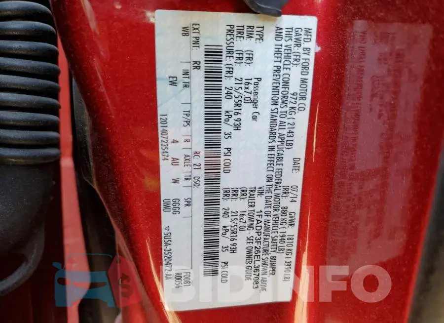 1FADP3F26EL367083 Photo# 10