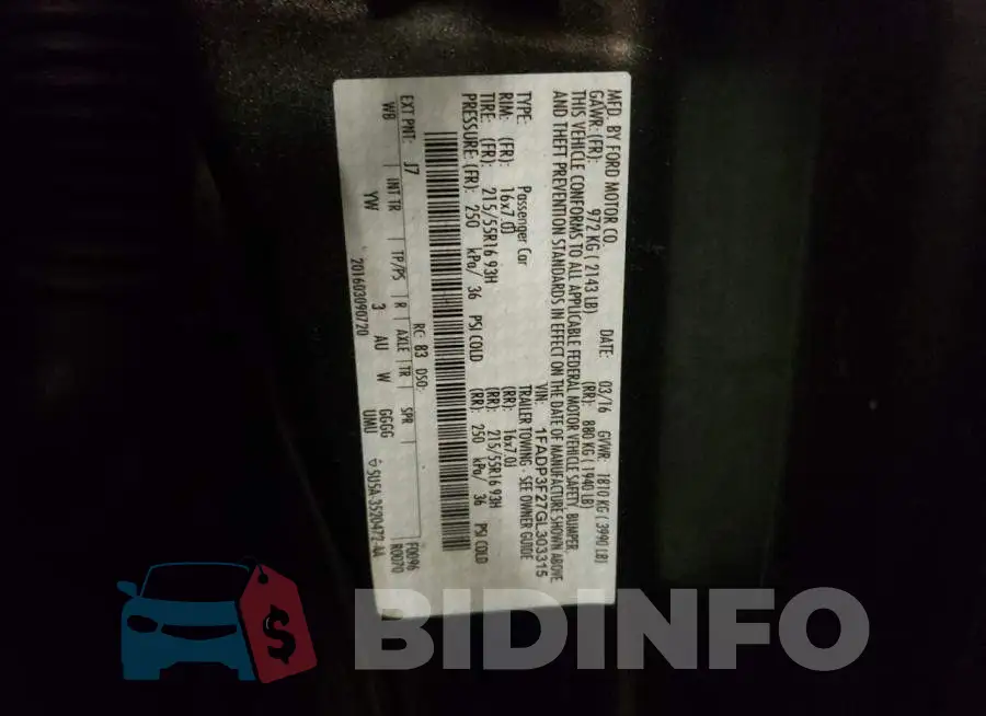 1FADP3F27GL303315 Photo# 12