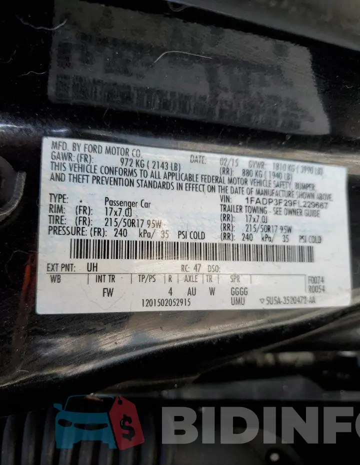 1FADP3F29FL229667 Photo# 12