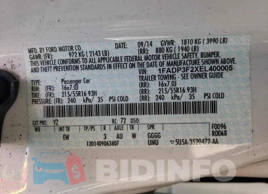 1FADP3F2XEL400005 Photo# 10