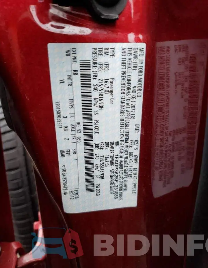 1FADP3K26FL231088 Photo# 12