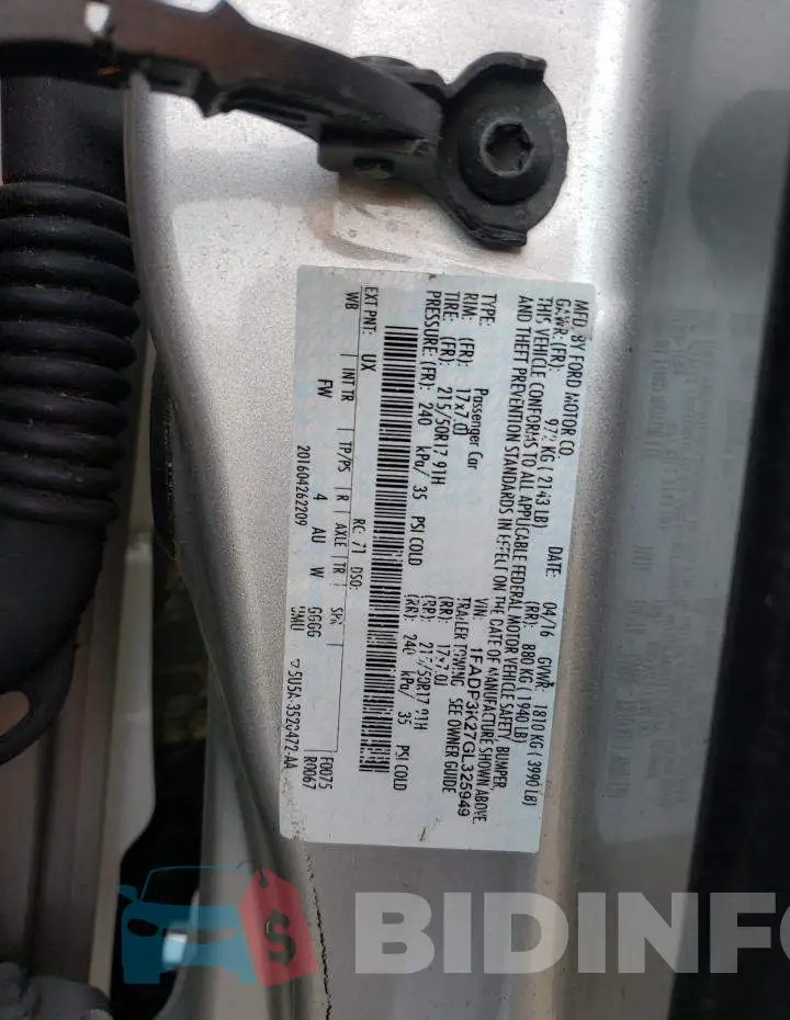 1FADP3K27GL325949 Photo# 12