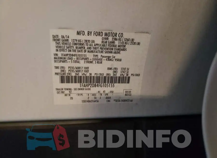 1FAHP2D84FG105155 Photo# 12