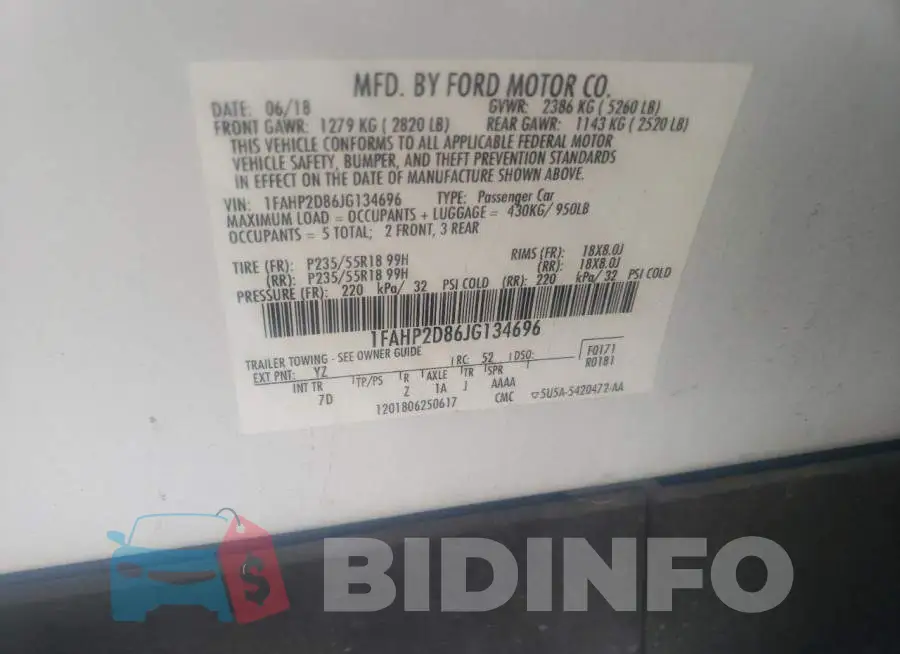 1FAHP2D86JG134696 Photo# 10
