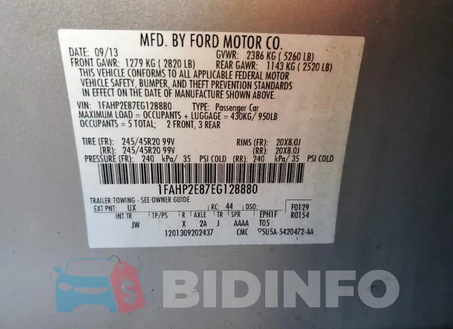 1FAHP2E87EG128880 Photo# 12