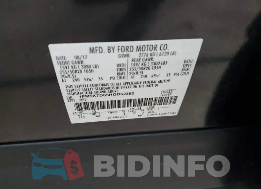 1FM5K7D85HGD62462 Photo# 14