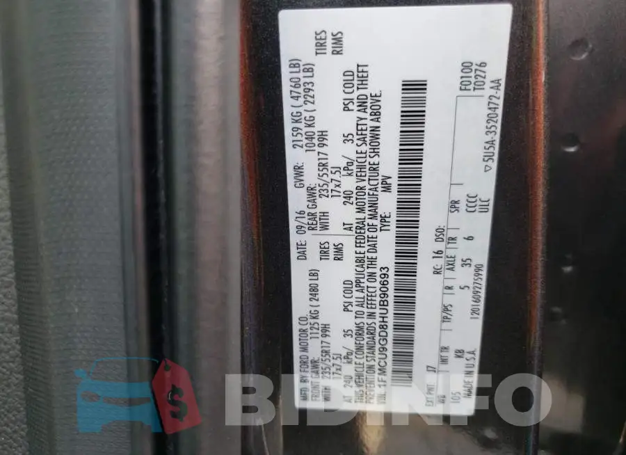 1FMCU9GD8HUB90693 Photo# 10