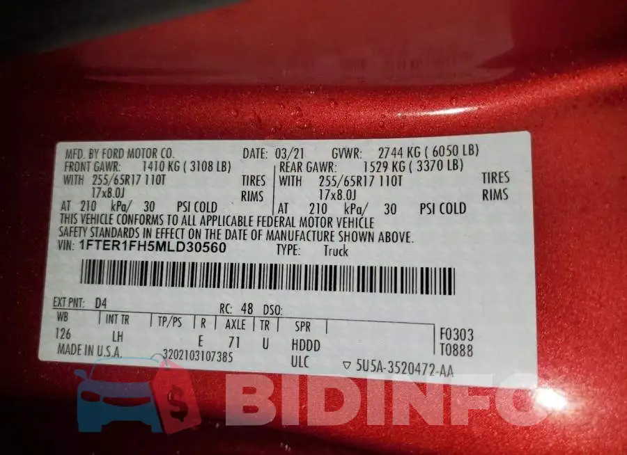 1FTER1FH5MLD30560 Photo# 12