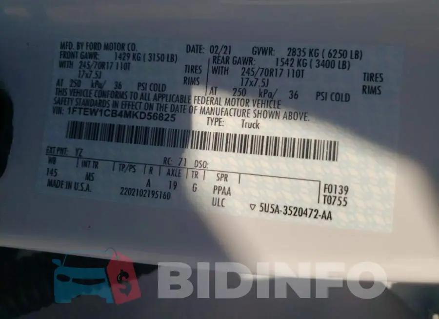 1FTEW1CB4MKD56825 Photo# 10