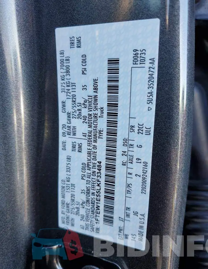 1FTEW1E55LKF33484 Photo# 13