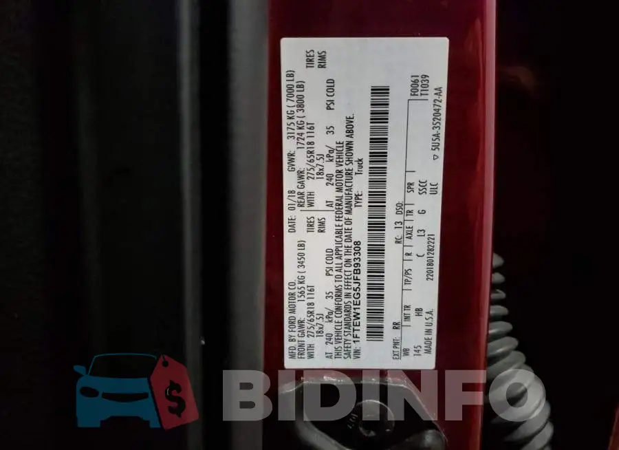 1FTEW1EG5JFB93308 Photo# 12