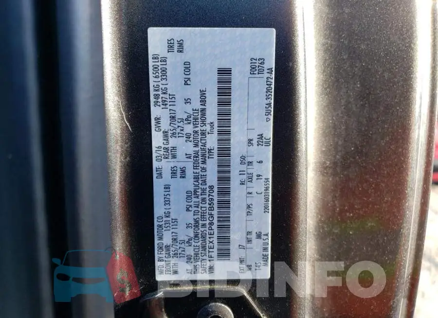 1FTEX1EP8GFB59708 Photo# 12