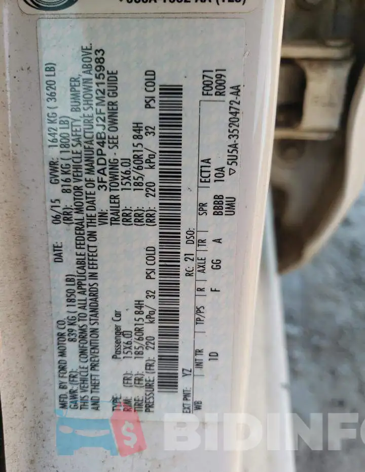 3FADP4BJ2FM215983 Photo# 12