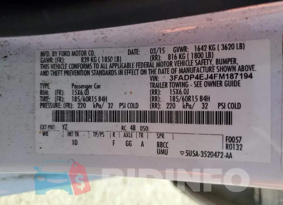 3FADP4EJ4FM187194 Photo# 12
