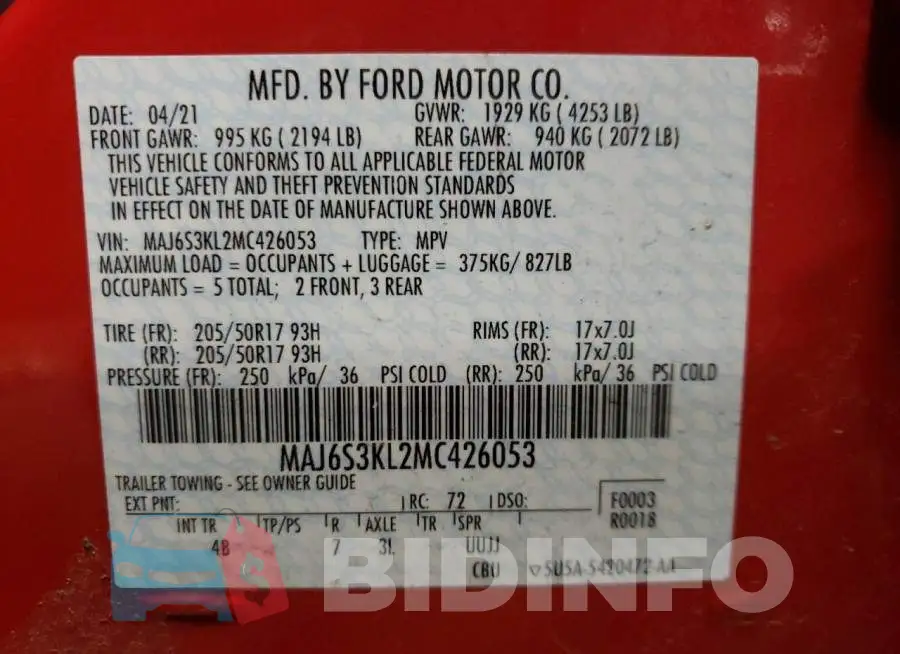 MAJ6S3KL2MC426053 Photo# 13