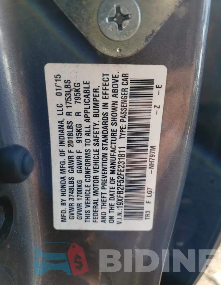 19XFB2F52FE231811 Photo# 12