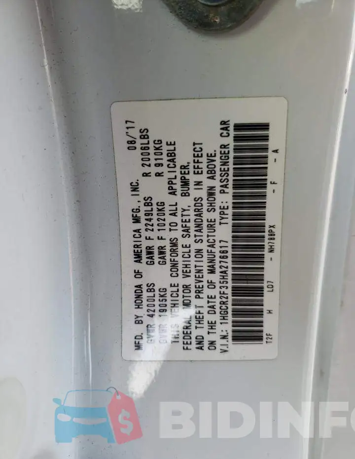 1HGCR2F35HA276617 Photo# 10