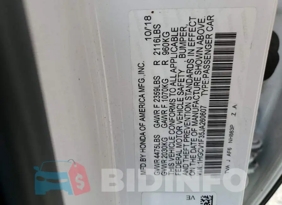 1HGCV1F35JA260607 Photo# 12