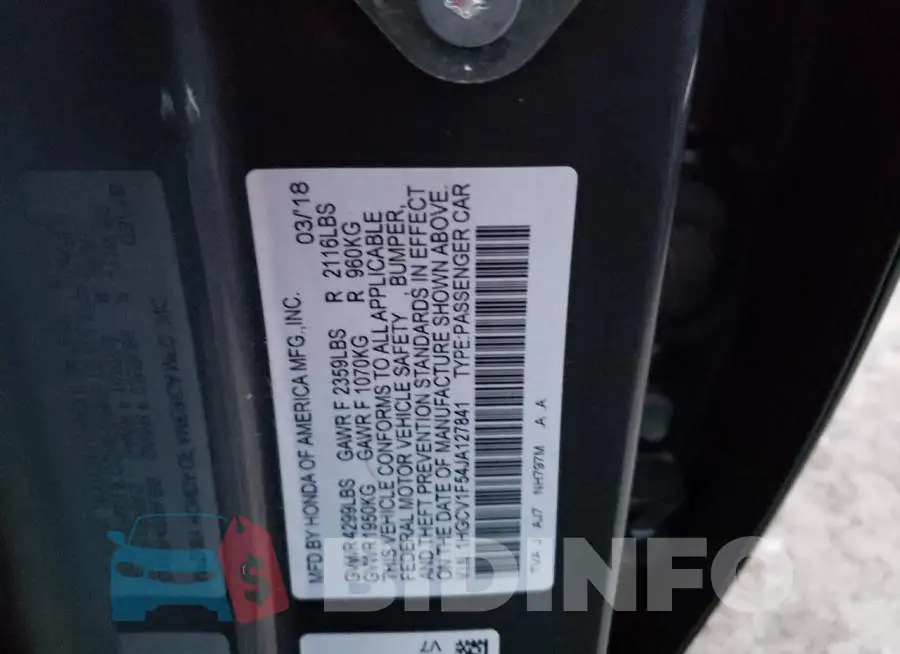 1HGCV1F54JA127841 Photo# 12