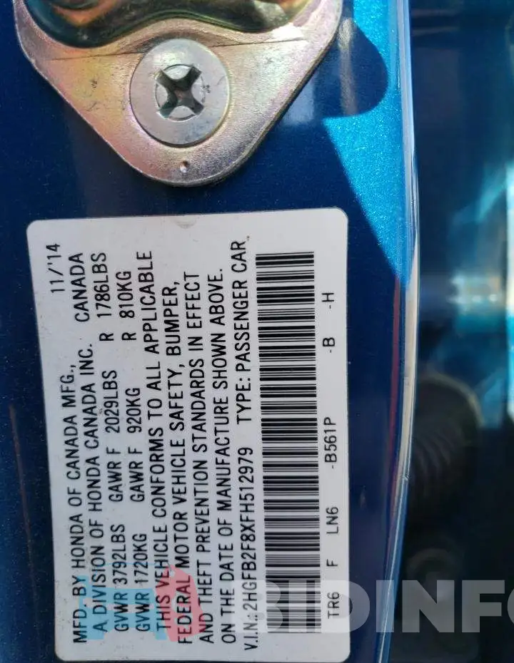 2HGFB2F8XFH512979 Photo# 12