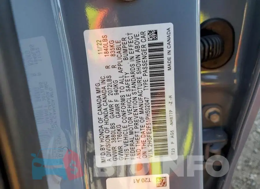 2HGFE2F51PH502047 Photo# 12