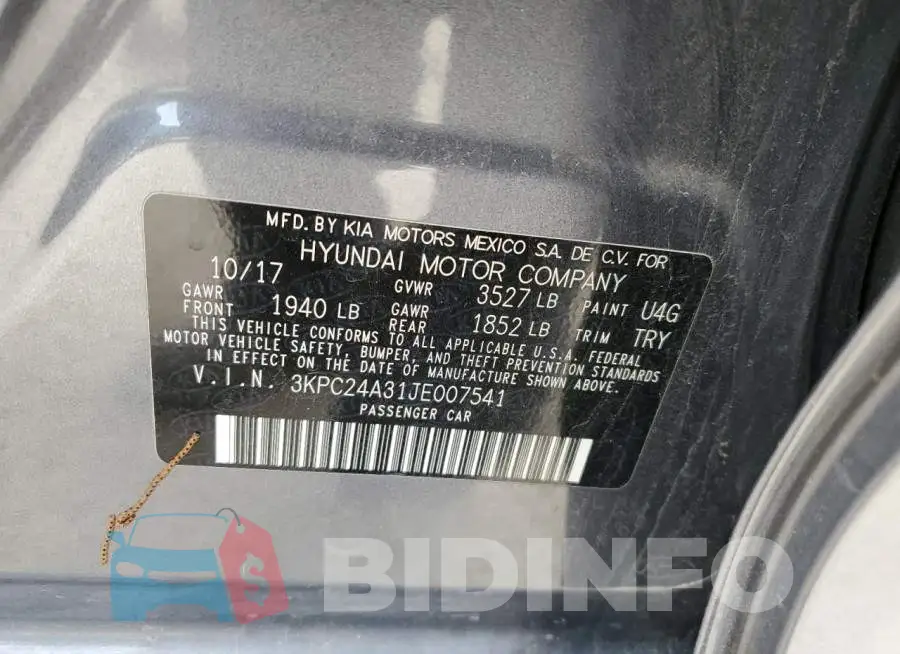 3KPC24A31JE007541 Photo# 12
