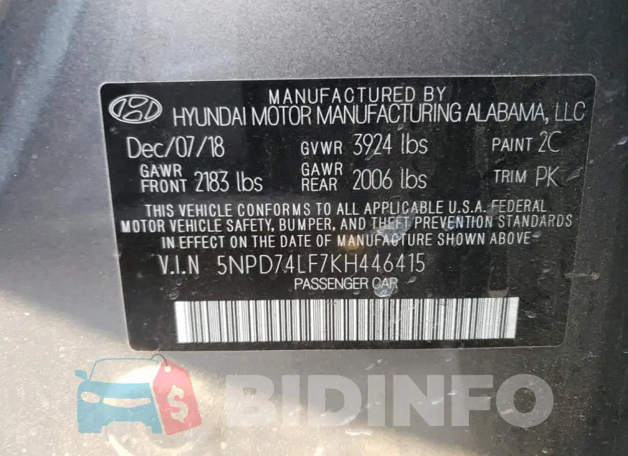 5NPD74LF7KH446415 Photo# 12