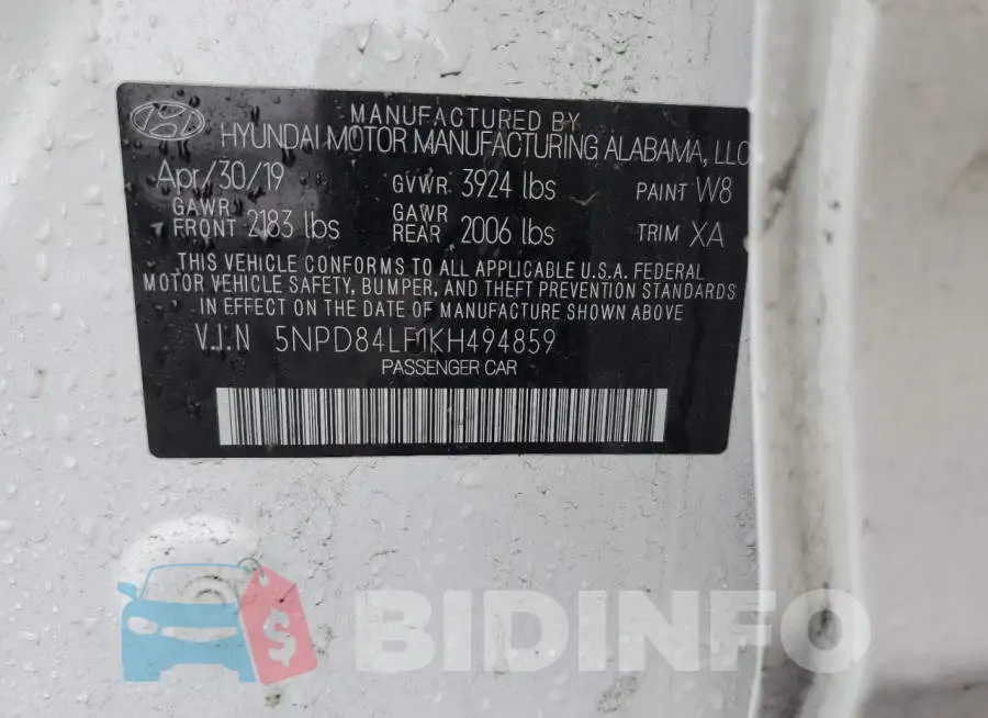 5NPD84LF1KH494859 Photo# 12