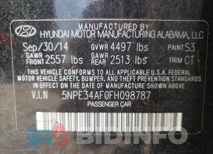 5NPE34AF0FH098787 Photo# 10