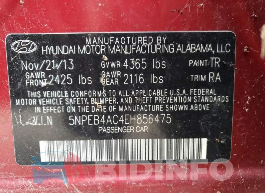 5NPEB4AC4EH856475 Photo# 12
