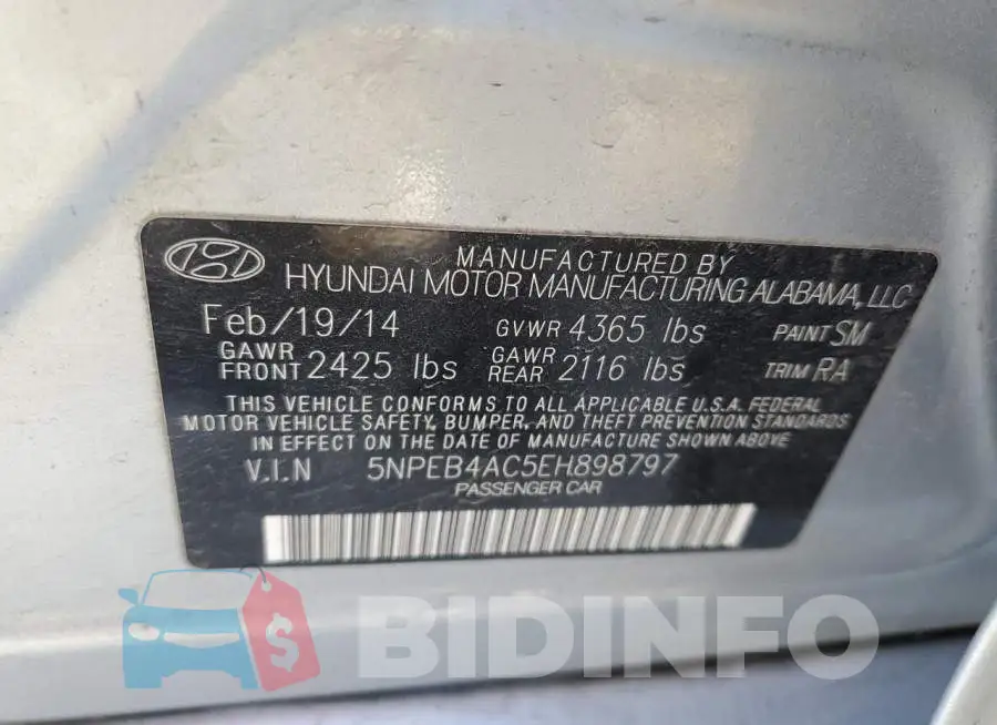 5NPEB4AC5EH898797 Photo# 12